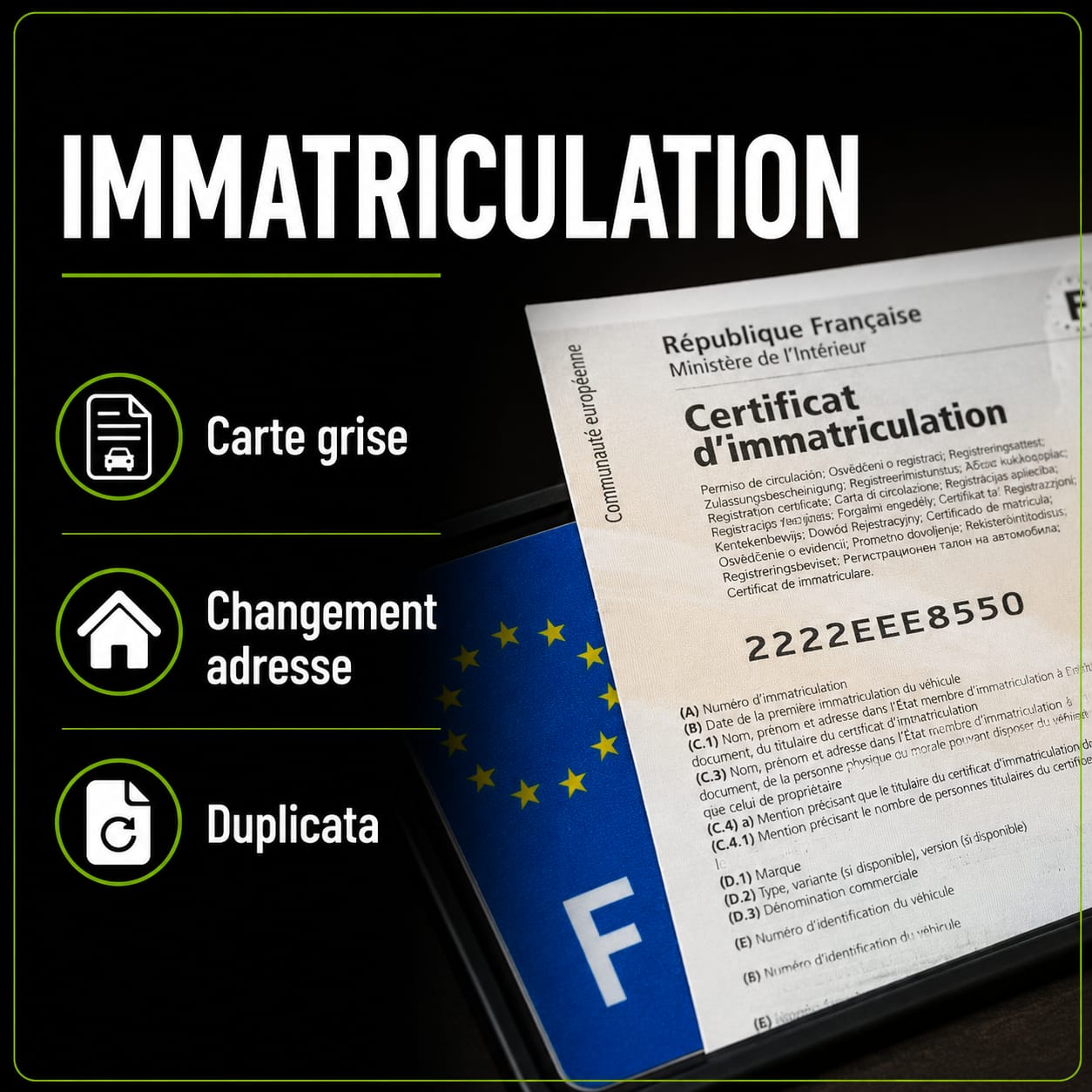 Immatriculation & Carte grise professionnel vérifié VroomJobs